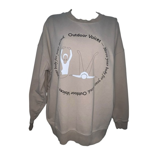 Outdoor Voices Limited Edition Tan Crew Sweatshirt Unisex Medium 100% Cotton‎ - Picture 1 of 8